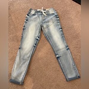 ELITE JEANS Ankle Length blue denim jeans with drawstring